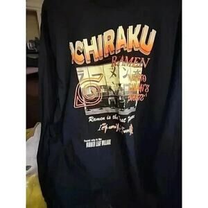 Naruto Shippuden Ichiraku Ramen Shop T Shirt Mens XL Black Orange CR5 Excellent